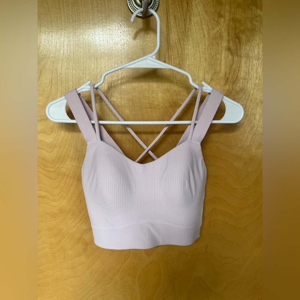 Lulu Lemon Light Pink Ribbed Sports Bra